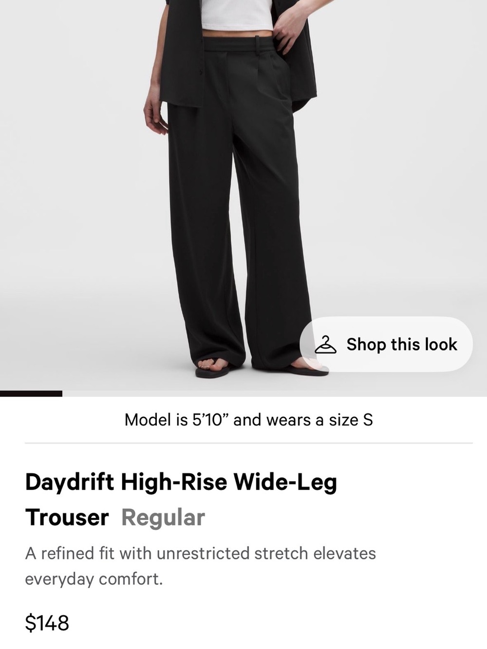 Daydrift High-Rise Wide-Leg Trousers Short — Black size Small